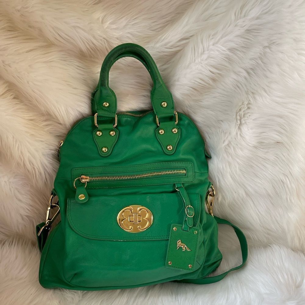 Emma Fox leather green Satchel/Shoulder bag with gold tone hardwares and accents